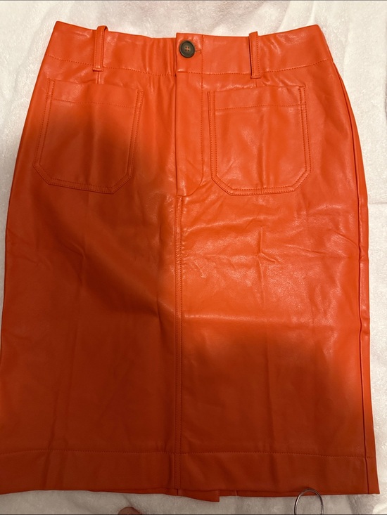Maeve Dresses & Skirts - Maeve  Orange Faux Leather Pencil Skirt